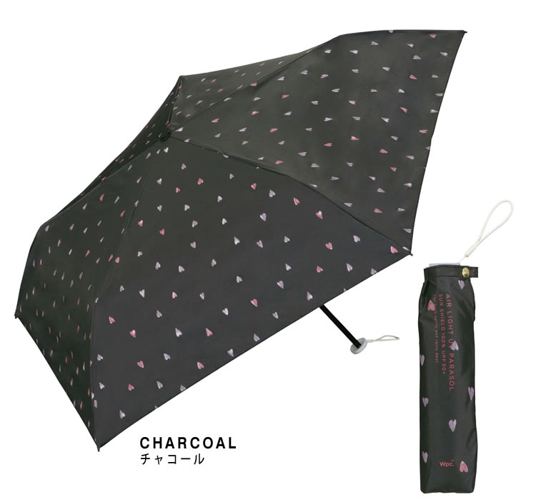 Wpc. 日傘 折りたたみ傘 傘 水彩ハート ミニ 晴雨兼用 軽量 完全遮光