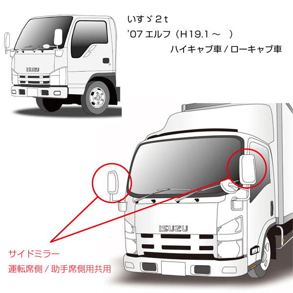 ジェットイノウエ 純正タイプミラー サイドミラー 左右共用 07エルフ