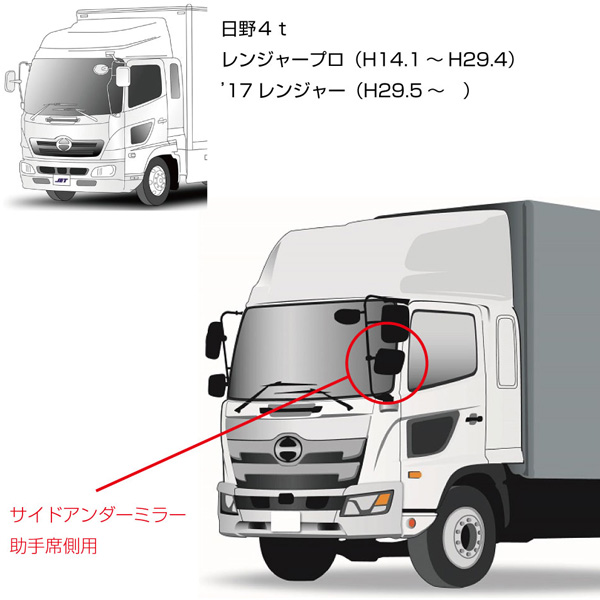 純正タイプミラー サイドアンダーミラー助手席側/ヒーター付