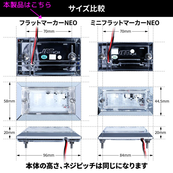 ハイパワーフラットマーカーランプNEO 534518 イエローレンズ/イエローLED ジェットイノウエ(JET INOUE) 12V/24V共用 LEDマーカーランプ