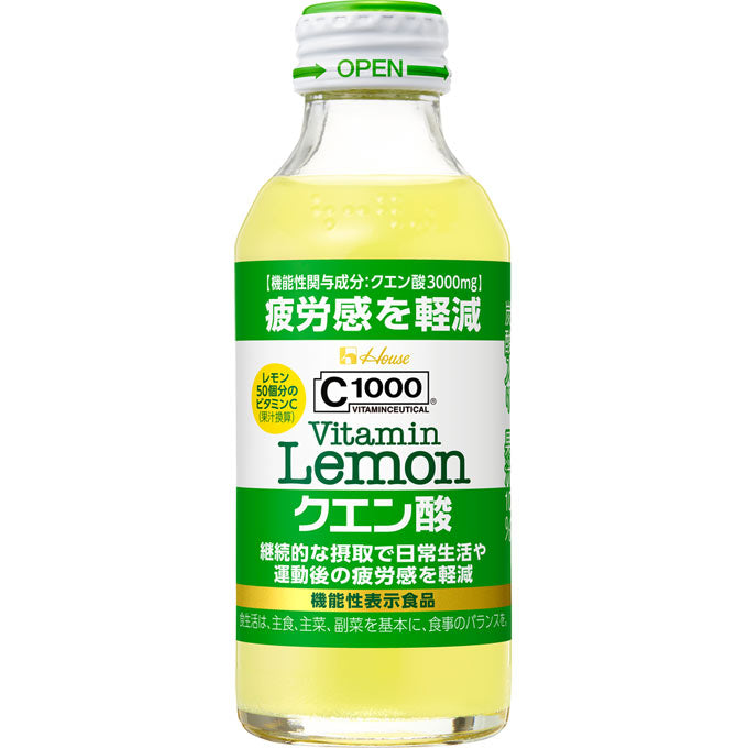 C1000 ビタミンレモン クエン酸 瓶 140ml   × 6個  炭酸飲料 ビタミン 果実飲料 レモン