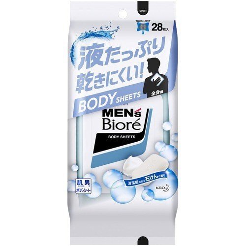 メンズビオレ ボディシート 清潔感のある石けんの香り(28枚入) 男性用 制汗デオドラント剤 全身用