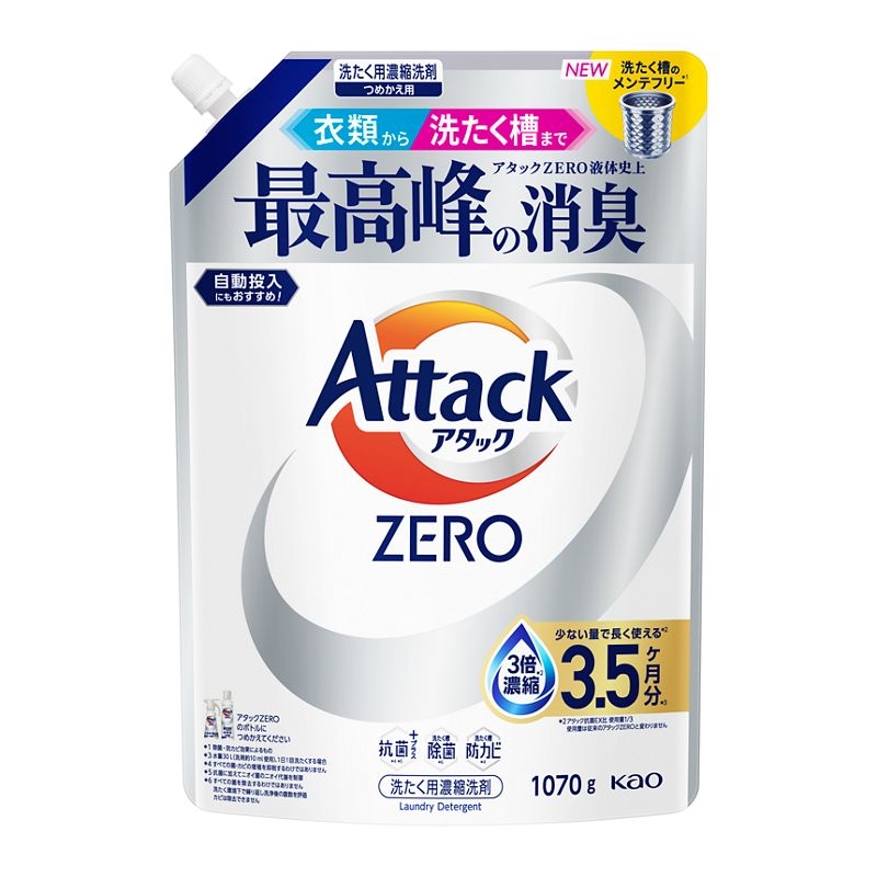 アタックZERO つめかえ用(1070g) 洗濯　液体洗剤 洗たく用濃縮洗剤