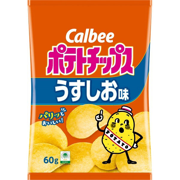 ポテトチップスうすしお味（60g） × 12個 お菓子 スナック菓子 Calbee 塩 ポテチ｜maidora