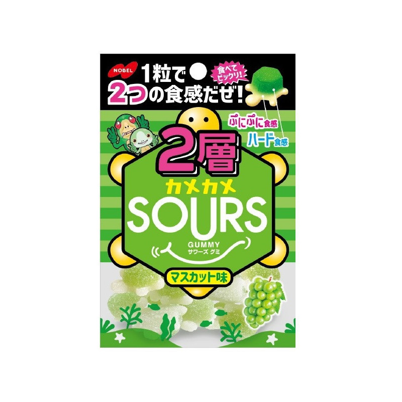 2層カメカメSOURS マスカット 45g × 6個 お菓子 ガム グミ ソフトキャンディ｜maidora