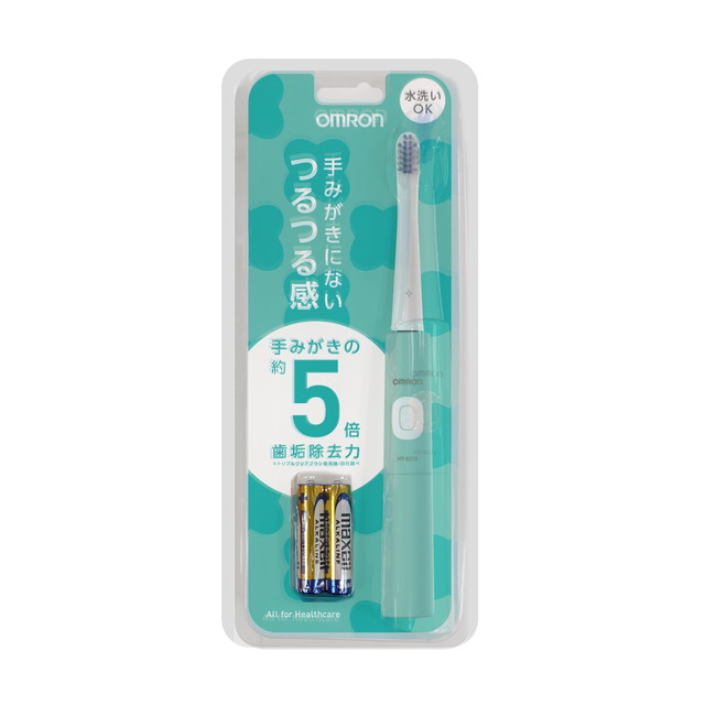 オムロン 電動歯ブラシ HT-B214-G グリーン 電池式 乾電池式 電動ハブラシ