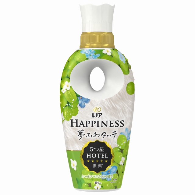 レノアハピネス 夢ふわタッチ シャインマスカットの香り 本体 450ml   柔軟仕上げ剤 毛玉 5つ星ホテル 汗 赤ちゃん用衣類 洗濯用洗剤