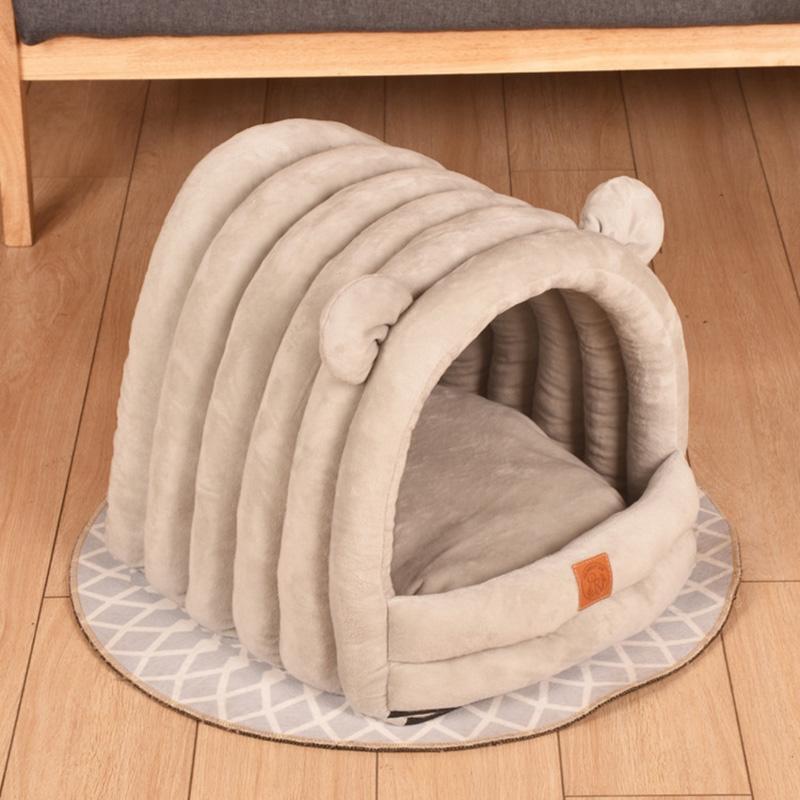 ドーム型 犬猫用ベッド ペットハウス 室内用 ペットベッド 犬の巣 柔らか 通年用 保温 寝具 洗える クッション付き 防水 滑り止め かわいい |  | 02