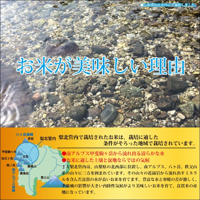 山梨県産 　梨北米コシヒカリ 10kg　 白米 通販 南アルプスの清流水で育った美味しいお米