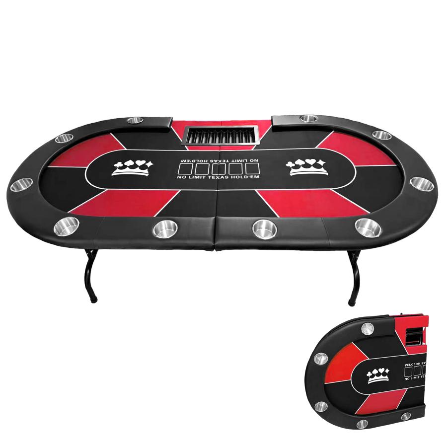 ポーカーテーブル 折りたたみ 10人対応 家庭用 最大500枚チップラック付き TiltPlay ポーカーテーブル 折りたたみ 10人対応 家庭用 業務用