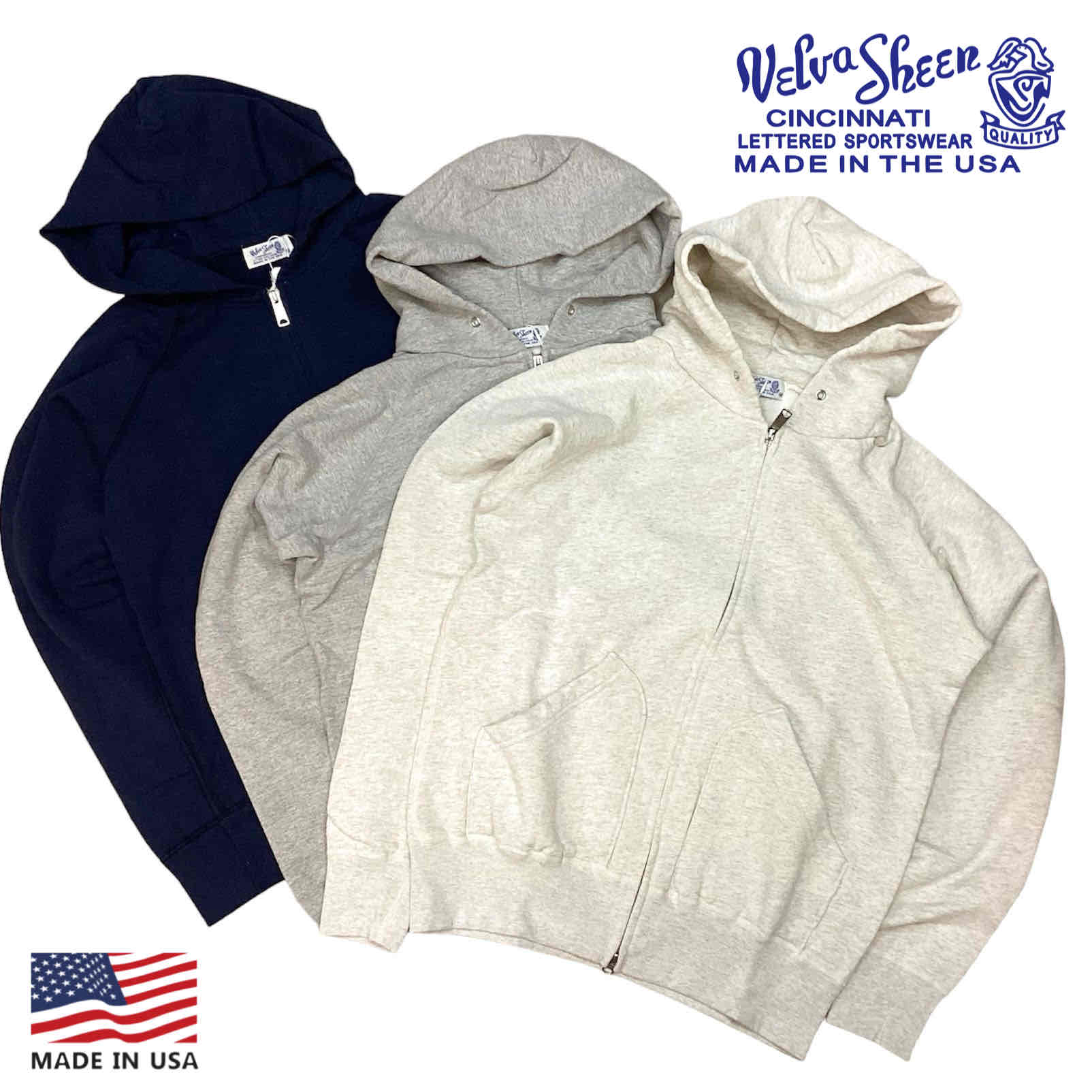 アメリカ製 送料無料 VELVA SHEEN【ベルバシーン】ZIP HOOD ジップ