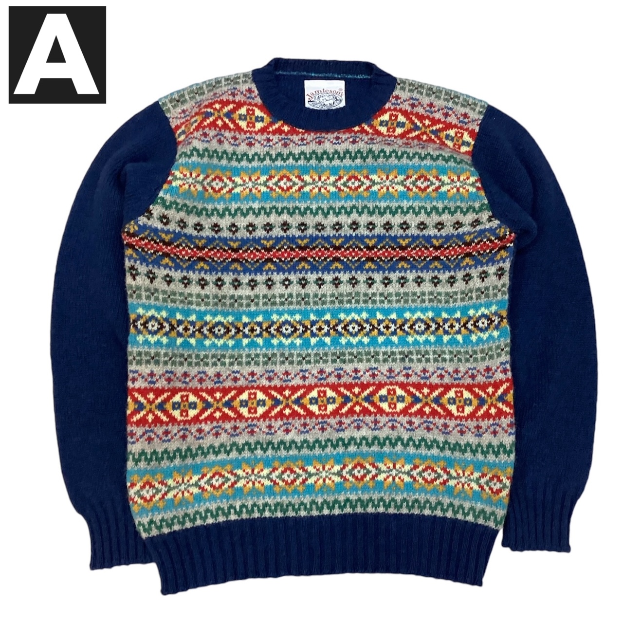 Jamieson's ニットクルーネックカーディガン M フェアアイル メンズ