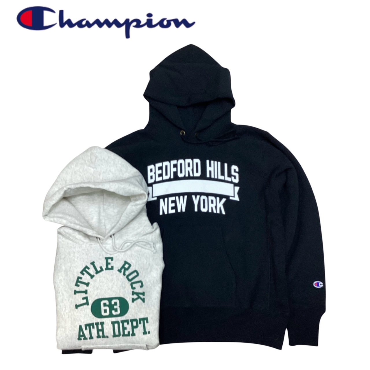 送料無料 CHAMPION【チャンピオン】R/W P-HOOD 長袖 プリント リバース
