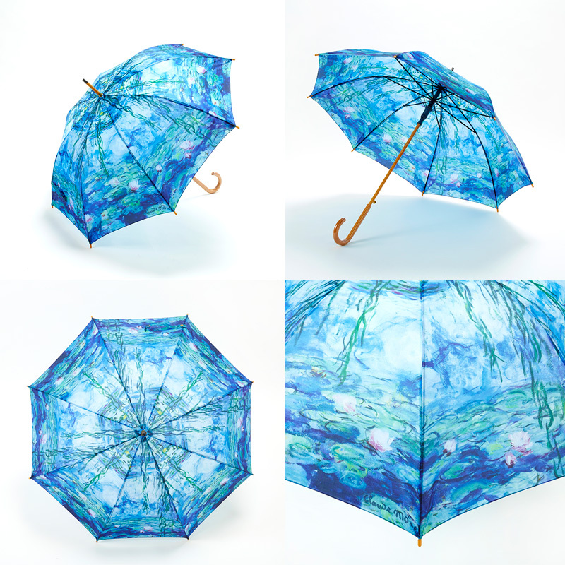 サーフィン　絵画　傘 名画 木製ジャンプ傘 / 傘 かさ カサ 雨傘 長傘 木製 レディース