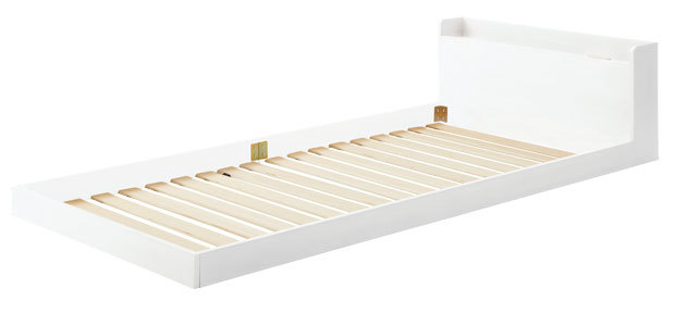 ローベッド ベッドフレーム シングル 宮棚 和室 脚なし すのこ フロアベッド ロータイプ ロースタイル 低め 低い 2口コンセント 棚付き ブラウン 白 黒 シンプル | 東谷 | 03