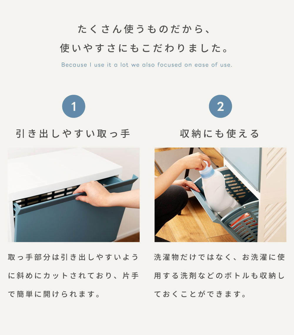 ランドリーバスケット ワゴン 3段 スリム おしゃれ かご キャスター 人気