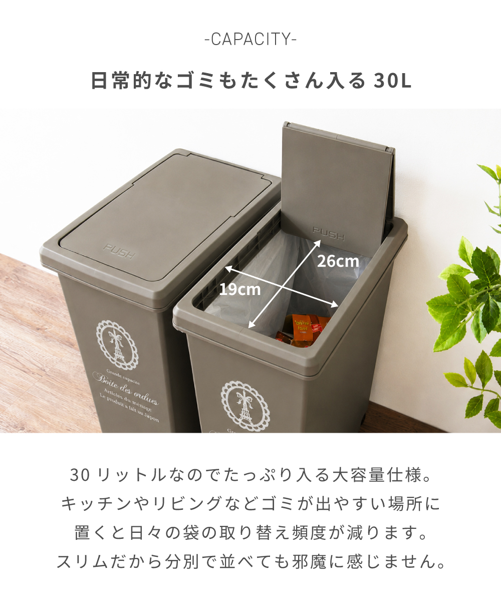 ダストボックス30L アメリカン　お洒落ゴミ箱　分別 東谷 ゴミ箱 30リットル おしゃれ 分別 スリム ごみ箱 蓋付きゴミ箱