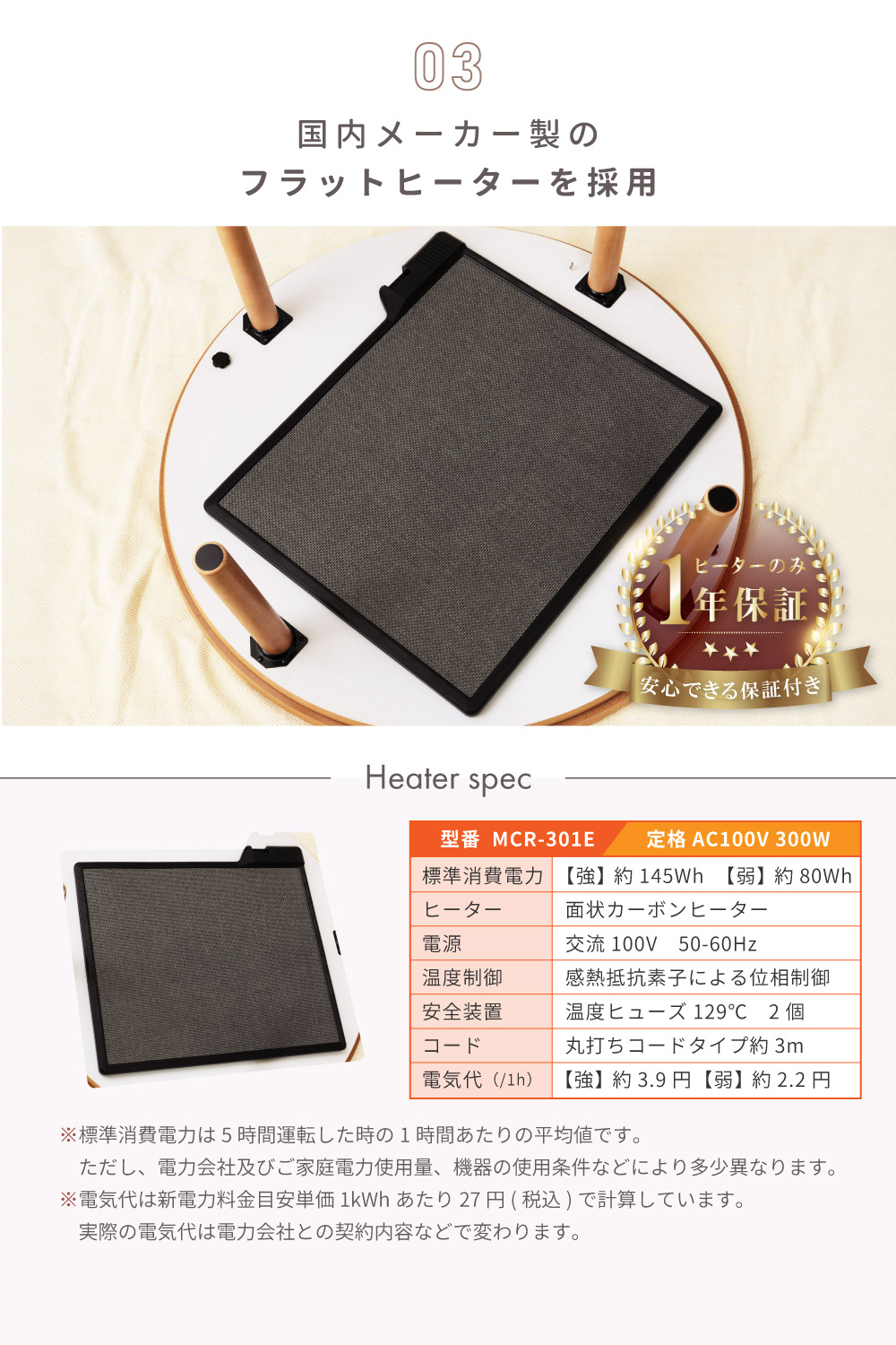 こたつセット 丸型 2点セット 90×90