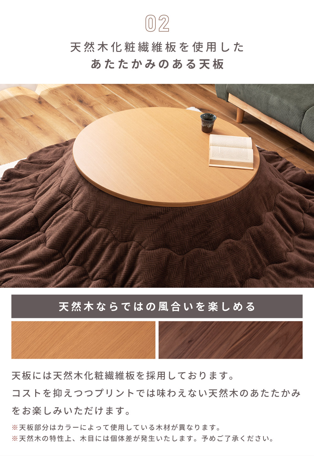 こたつセット 丸型 2点セット 90×90