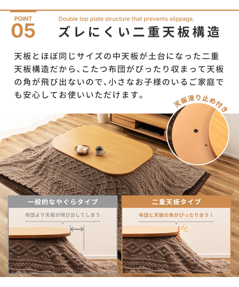 こたつテーブル おしゃれ 丸脚 幅120 長方形 ナチュラル 木目 木製 天然木 ローテーブル シンプル モダン 北欧 おしゃれ 座卓 一人暮らし 温度調節 角丸
