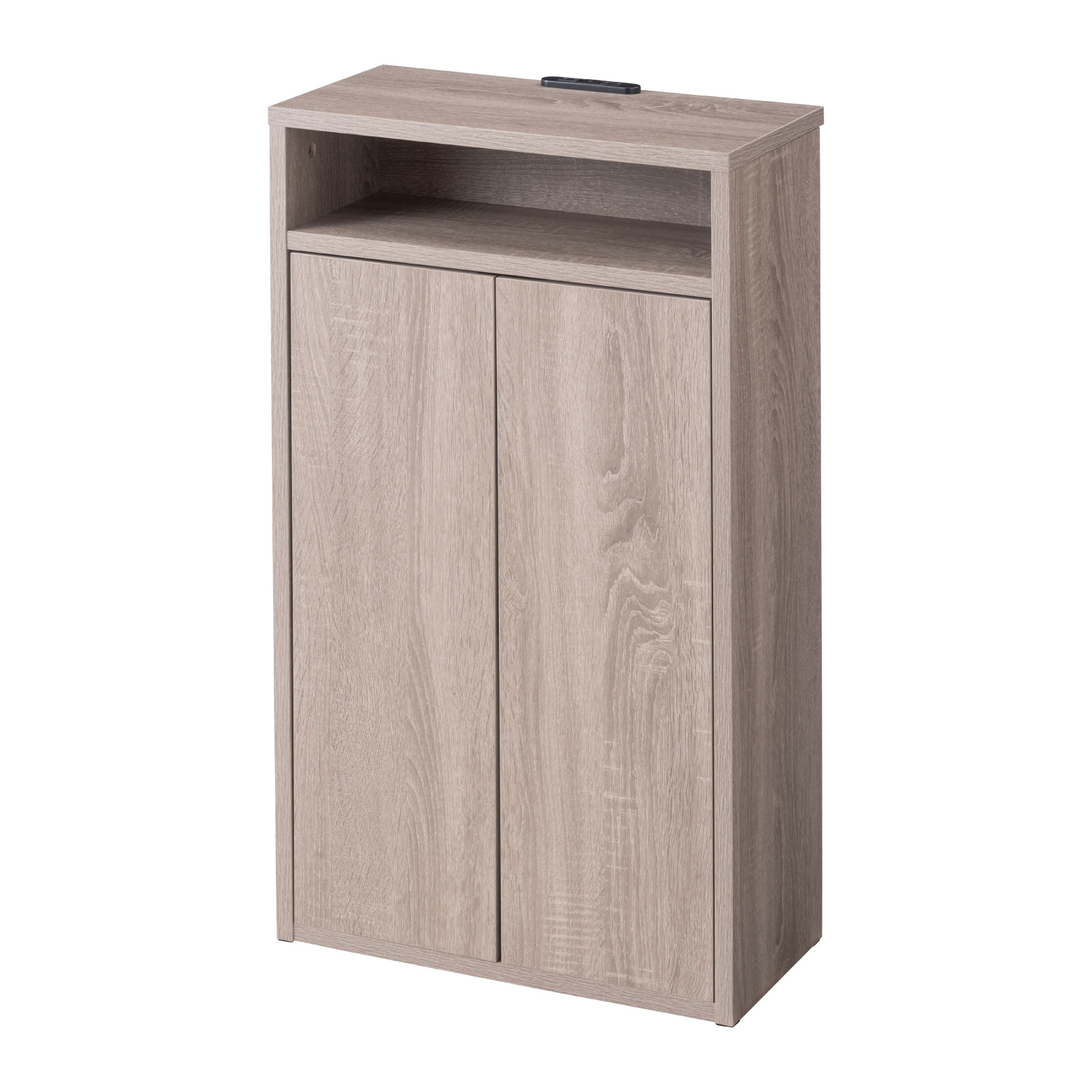 ルーターボックス ケーブルボックス ボックス 収納 隠す ケーブル収納 ルーター収納 可動棚 コードスリット コンセント付き コンセント リビング 寝室 木製 木目 | B-LINE | 03