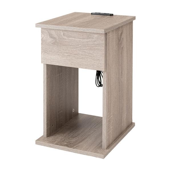 サイドテーブル ベッドサイドテーブル ナイトテーブル スリム ベッドテーブル ソファーテーブル テーブル 収納 コンセント ブラウン グレー ナチュラル | 東谷 | 03