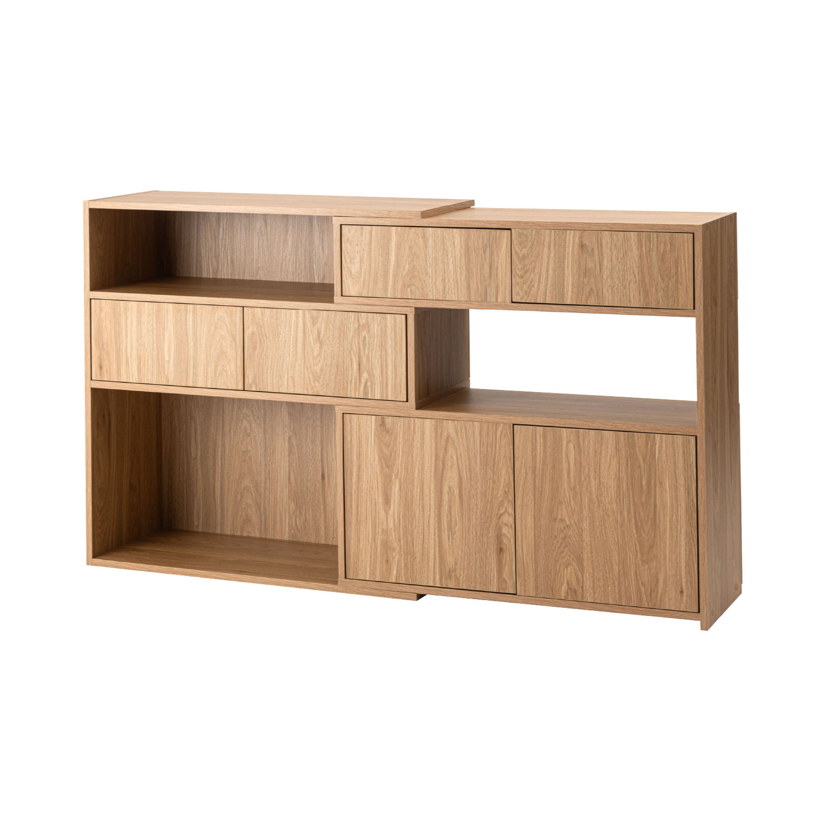 スライドシェルフ 棚 ディスプレイラック 収納 伸長式 おしゃれ 幅80 140 白 横長 扉付き リビング 寝室 キッチン 大容量 シンプル ホワイト 木目調 | 東谷 | 01