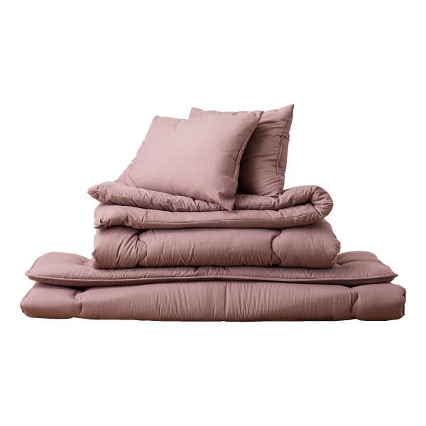 布団セット ダブル 4点 枕2点 布団 ふとん ピーチスキン 防ダニ 抗菌 防臭 掛け布団 敷き布団 枕 まくら 寝具 新生活 来客用 シンプル 無地 固綿 キルティング | 東谷 | 03