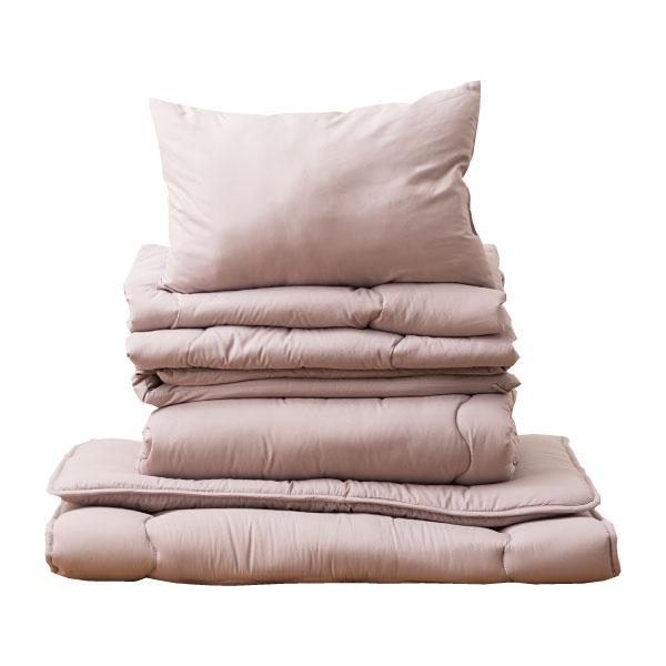 布団セット セミダブル 7点 布団 ふとん カバー付き カバーリング 洗濯 ピーチスキン 防ダニ 抗菌 防臭 掛け布団 敷き布団 枕 まくら 寝具 来客用 シンプル 無地 | 東谷 | 02