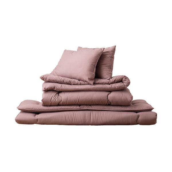 布団セット ダブル 9点 枕2点 布団 ふとん カバー付き カバーリング 洗濯 ピーチスキン 防ダニ 抗菌 防臭 掛け布団 敷き布団 枕 寝具 来客用 シンプル 無地 | 東谷 | 03