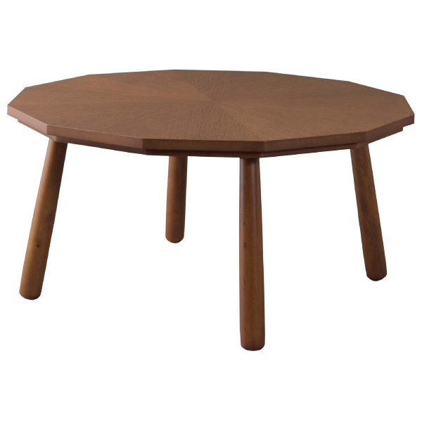 こたつ テーブル 多角形 80×80cm おしゃれ ポリゴン 円形 丸型 デザイン コンパクト 木製 石英管ヒーター ブラウン センターテーブル こたつテーブル 炬燵｜maisonplus｜02