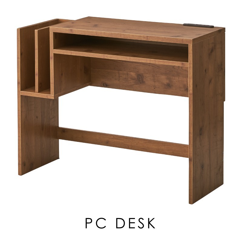 東谷 デスク テーブル 机 幅90cm 木製 収納 棚 勉強机 ナチュラル