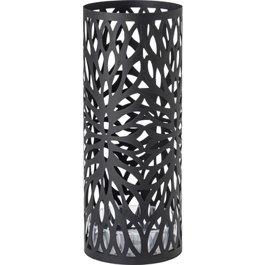 傘立て おしゃれ スリム 直径19.5 外置き 水受け付き 傘15本収納 円筒 錆びにくい 花 玄関 スチール製 完成品 可愛い モダン 黒 白 屋外 屋内 円 丸型 軽量 | 東谷 | 01