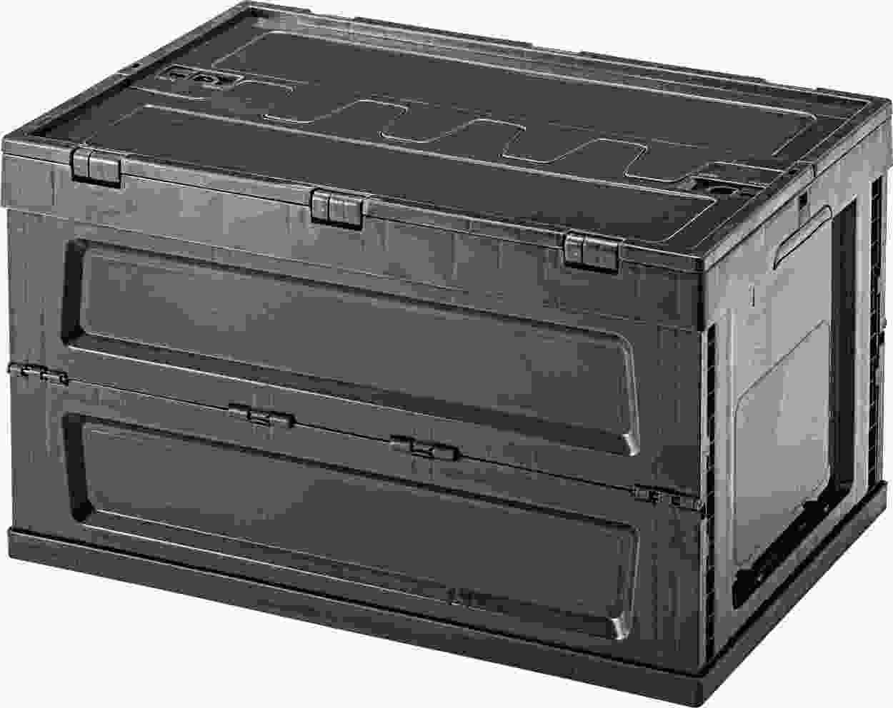 収納ボックス Lサイズ フォールディングコンテナ 折りたたみ コンパクト スタッキング 収納 ボックス アウトドア キャンプ レジャー ブラック グリーン ベージュ | 東谷 | 01