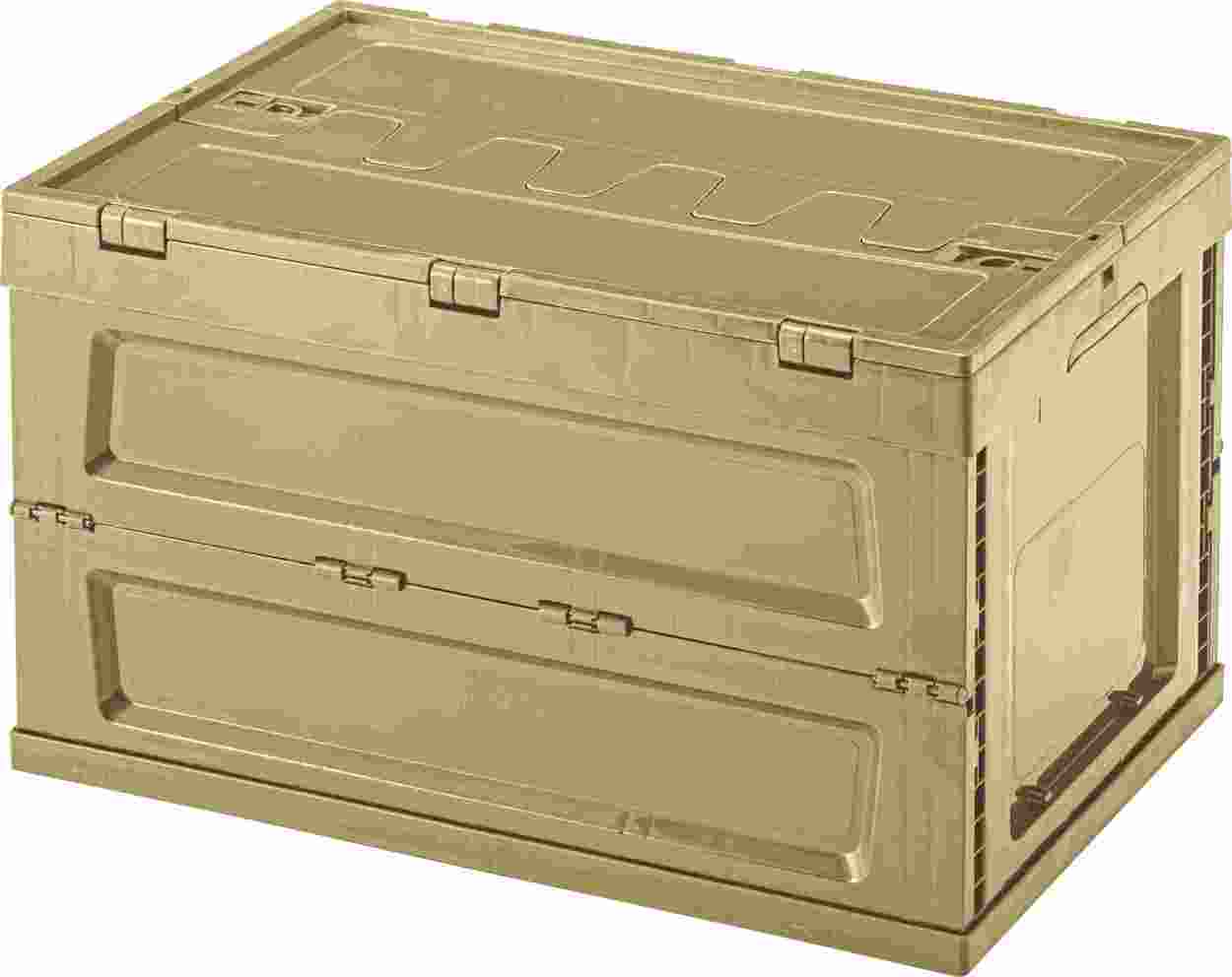 収納ボックス Lサイズ フォールディングコンテナ 折りたたみ コンパクト スタッキング 収納 ボックス アウトドア キャンプ レジャー ブラック グリーン ベージュ | 東谷 | 03