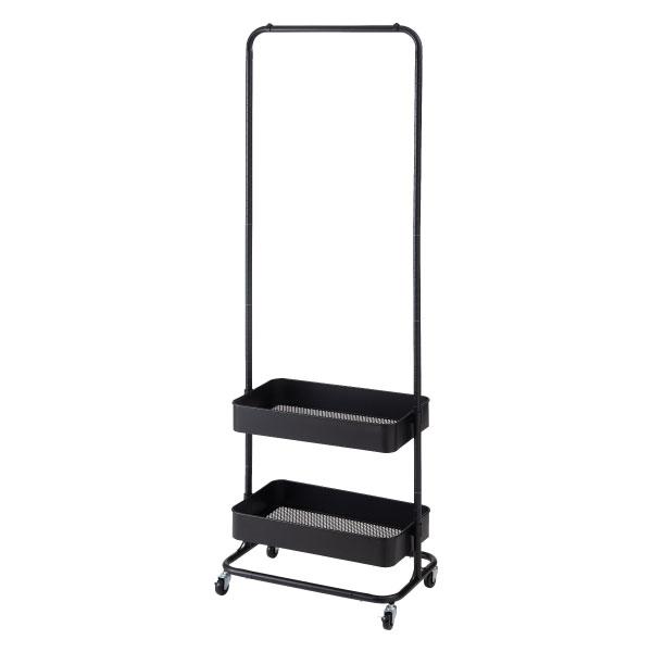 東谷 ハンガーラック スリム 高さ調節 キャスター付き 棚付き 2段