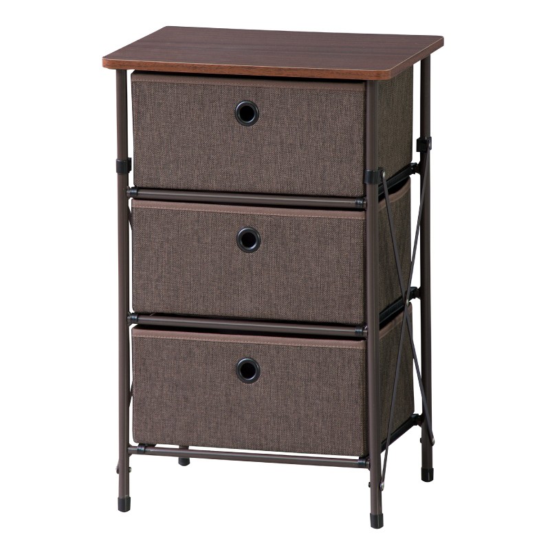 チェスト ローチェスト 衣装ケース 収納ケース 引き出し収納 収納 収納家具 リビングチェスト おしゃれ 3段 折りたたみ シンプル コンパクト ブラウン グレー | 東谷 | 01
