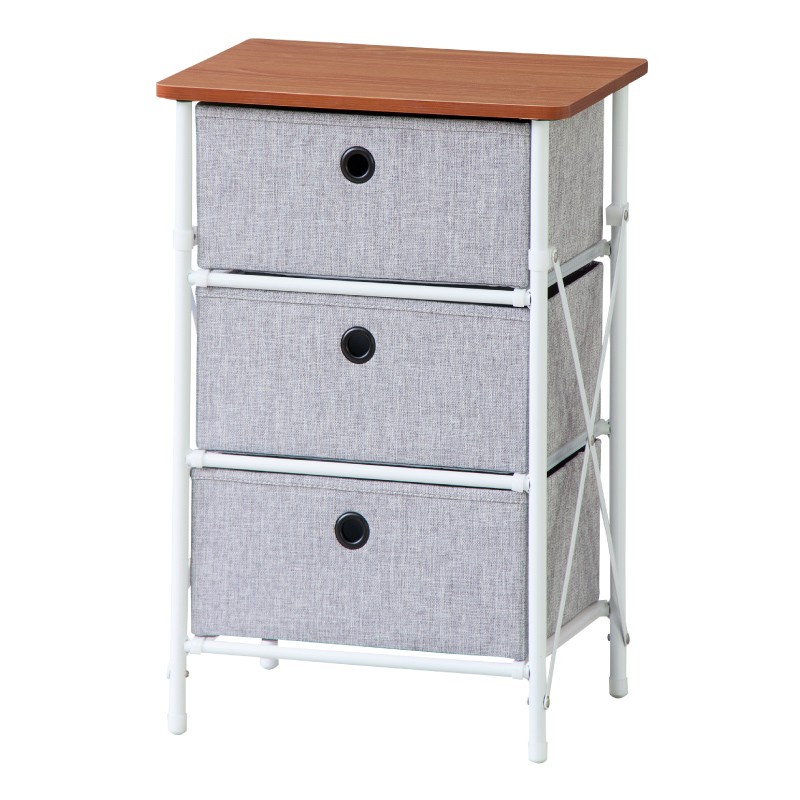 チェスト ローチェスト 衣装ケース 収納ケース 引き出し収納 収納 収納家具 リビングチェスト おしゃれ 3段 折りたたみ シンプル コンパクト ブラウン グレー | 東谷 | 02