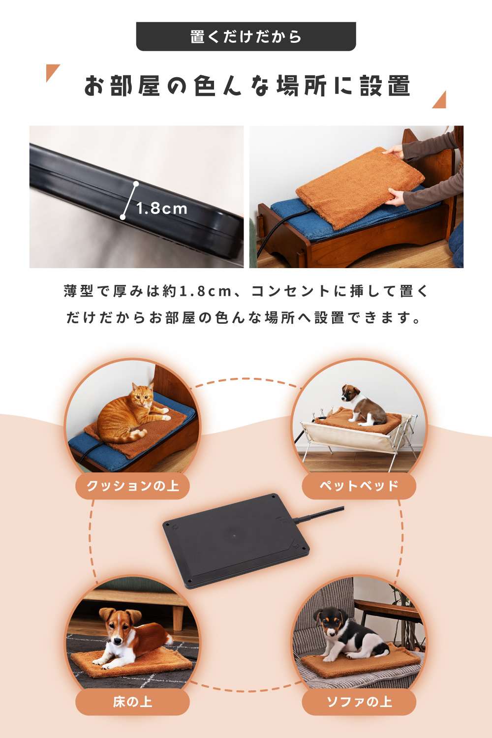 ペット用ヒーター ペット ヒーター Mサイズ 床暖房 温度調節 断線防止