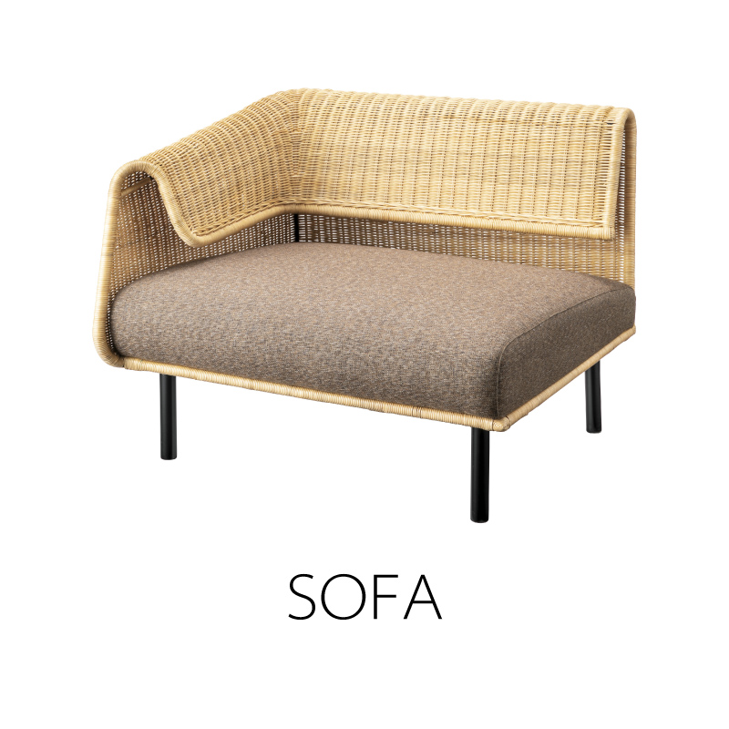 東谷 ソファー コーナーソファ 一人掛け 組み合わせソファ 籐 ラタン