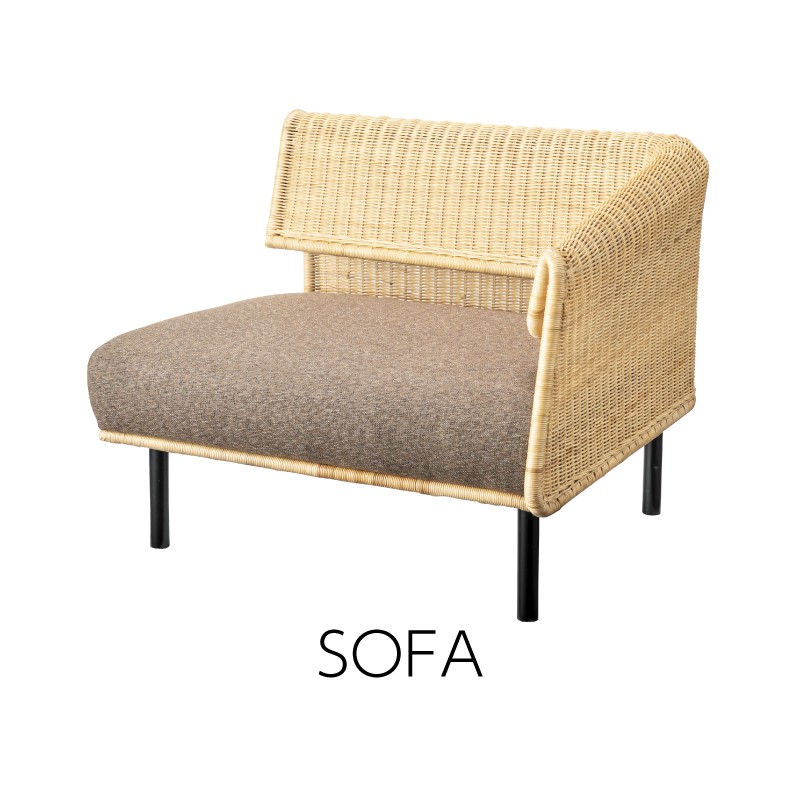 東谷 ソファー コーナーソファ 一人掛け 組み合わせソファ 籐 ラタン
