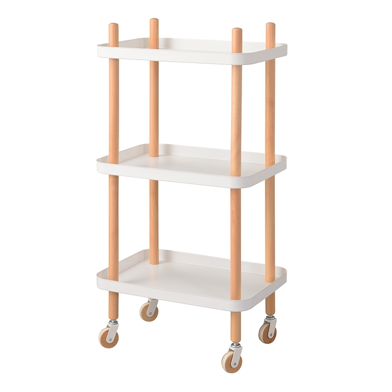 ガラス3段ワゴン、サイドテーブル 3colors/キャスター付き三段