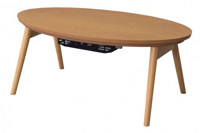 こたつテーブル おしゃれ 楕円形 丸型 90×50cm オーバル こたつ テーブル コタツ 折りたたみ 折れ脚 コンパクトスリム デスク  石英管ヒーター ナチュラル