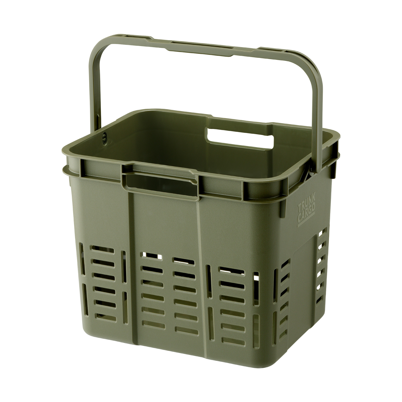 トランクカーゴ 16L 仕切り メッシュカーゴ カゴ 持ち手付き おしゃれ 丸洗い 小物入れ 積み重ね可能 収納バスケット グリーン ハンドル アウトドア キャンプ | 東谷 | 02