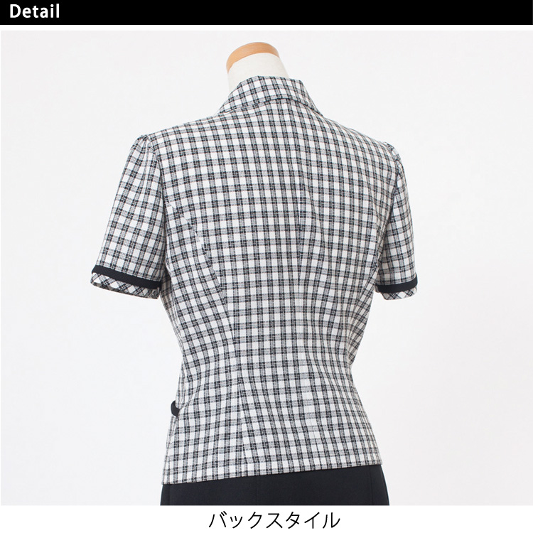 アンジョア レディース 春夏 半袖 オーバーブラウス チェック ライトジャケット オフィス ユニフォーム 制服 接客 通勤 事務服 OL きれい かわいい ジョア 26190 ジョア アンジョア レディース 春夏 半袖 オーバーブラウス