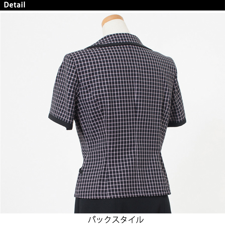 アンジョア レディース 春夏 半袖 オーバーブラウス シャツ リボン 2way チェック ライトジャケット オフィス ユニフォーム 制服 接客 事務服 OL ジョア 26500 ジョア アンジョア レディース 春夏 半袖 オーバーブラウス