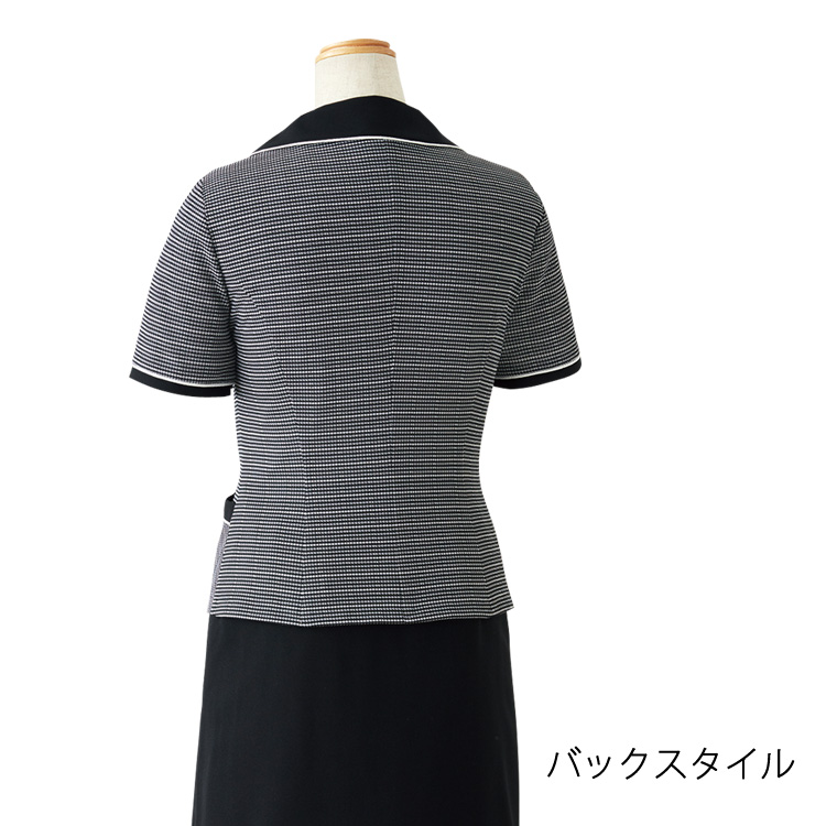 アンジョア レディース 春夏 七分袖 オーバーブラウス シャツ リボン モノトーン ジャケット オフィス ユニフォーム 制服 接客 通勤 事務服 OL ジョア 26051 ジョア アンジョア レディース 春夏 七分袖 オーバーブラウス