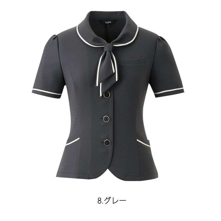 アンジョア レディース 春夏 半袖 オーバーブラウス シャツ ボーダー ライトジャケット オフィス ユニフォーム 夏服 制服 通勤 事務服 OL きちんと ジョア 26670 ジョア アンジョア レディース 春夏 半袖 オーバーブラウス