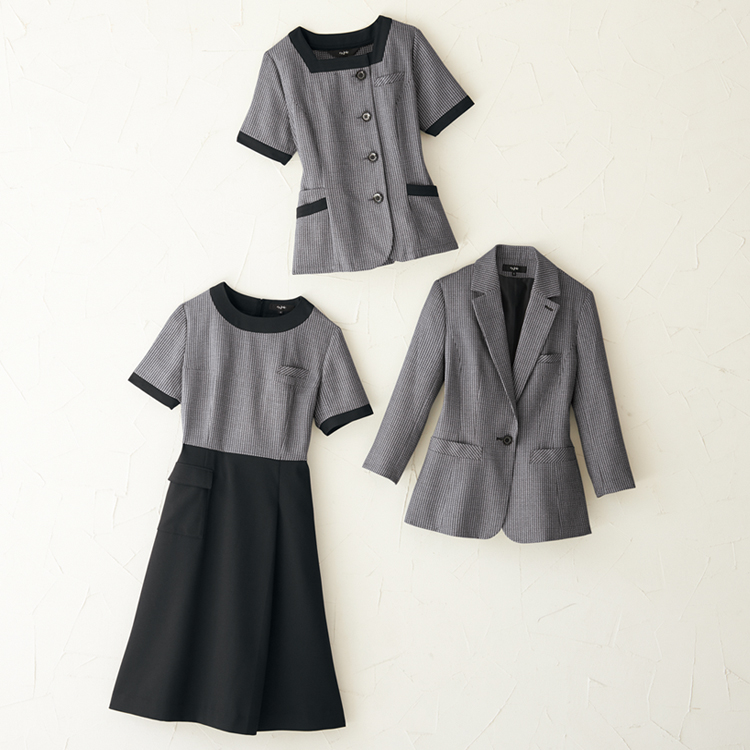 アンジョア レディース 春夏 半袖 オーバーブラウス シャツ リボン モノトーン ライトジャケット オフィス ユニフォーム 制服 接客 通勤 事務服 OL ジョア 26502 ジョア アンジョア レディース 春夏 半袖 オーバーブラウス