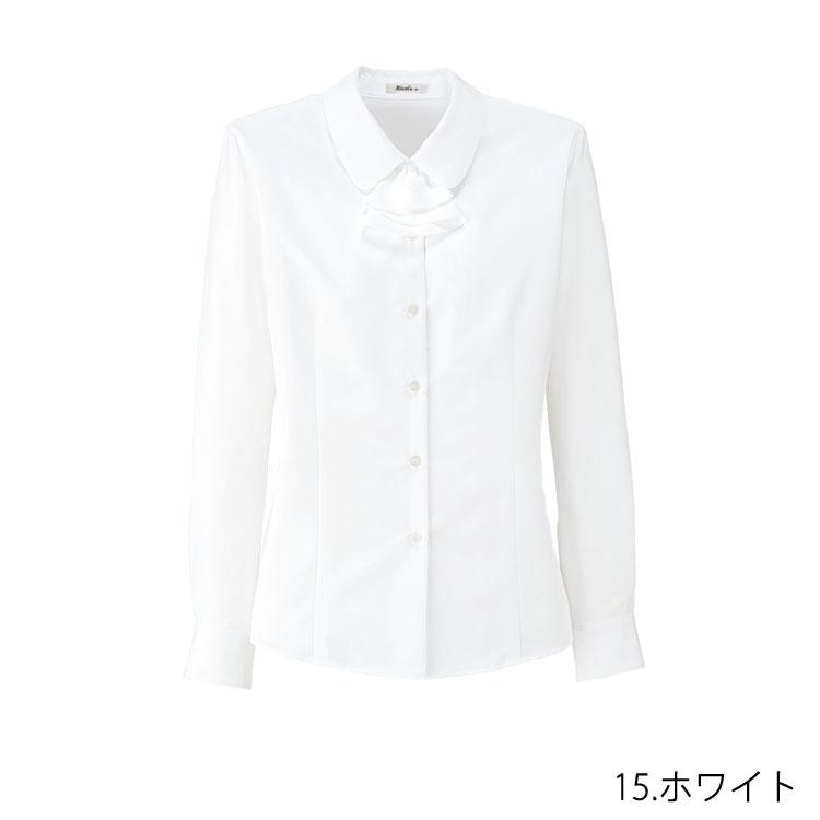 レディース 長袖ブラウス シンプル 定番 オールシーズン 2way リボン付 レギュラーカラー ブラウス オフィスシャツ Yシャツ 事務服 就活  ボンオフィス RB4155 ボンマックス（ユニフォーム） レディース 長袖ブラウス